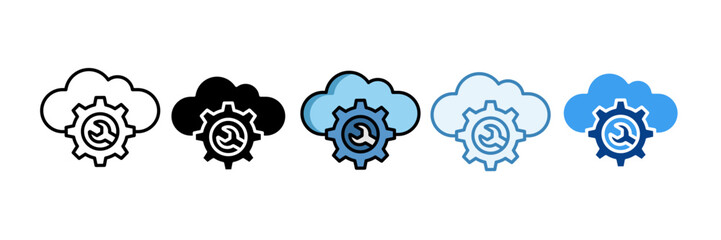 Cloud Services  Icon Set Multiple Style Collection