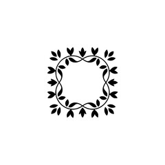 Elegant Black Floral Wreath Frame, Minimalist Design