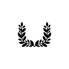 Obraz premium Black Laurel Wreath on White: Minimalist Emblem Design