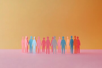 Obraz premium Colorful People Figures Holding Hands Together in Harmony