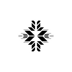 Geometric Black Snowflake Design on White Background