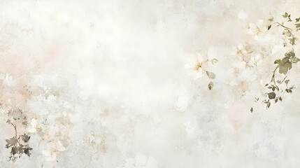 Abstract floral background with soft watercolor texture, blossom and leaves in pastel colors