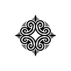 Elegant Black and White Ornamental Design on White Background