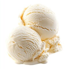 Two scoops of creamy vanilla ice cream