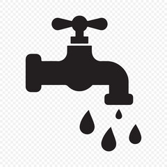 Water flows from faucet symbol. Water tap black icon. Faucet water vector icon. Vector illustration eps 10