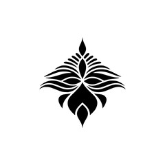Fototapeta premium Black Floral Emblem on White: Elegant Decorative Element