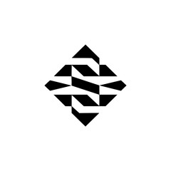 Geometric Black Diamond: Minimalist Abstract Design on White Background