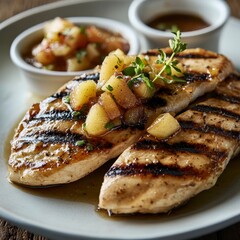 Grilled Chicken with Sweet Apple Salsa and Dipping Sauce