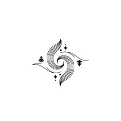 Minimalist Abstract Swirl Emblem in Black on Cream: Logo, Design Element