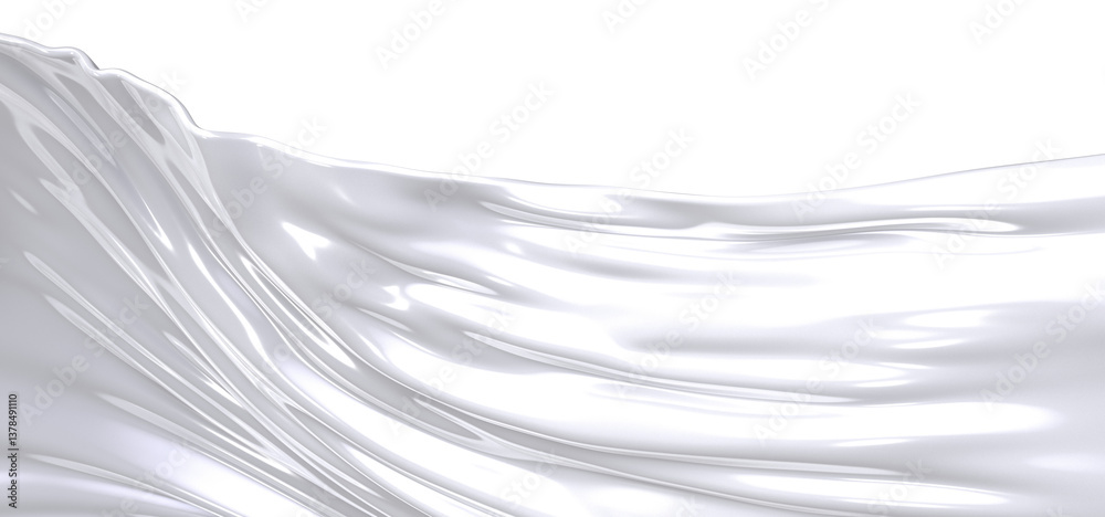 Poster a close-up shot of a white fabric with soft folds and wrinkles, creating a smooth and elegant textur