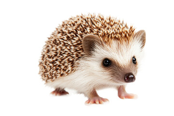 Obraz premium Adorable hedgehog with spiky quills on white background, cut out