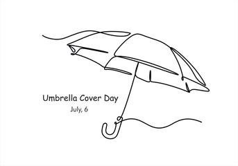 One Continuous line drawing of umbrella. line art of umbrella cover day good for umbrella cover day celebrate. line art. illustration. Editable stroke. © mitay20