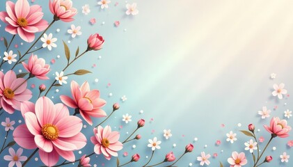 Naklejka premium Subtle repeating floral motif, soft pastel hues , texture, textile