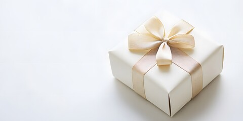 Elegant White Gift Box with Ribbon on Soft Light Background