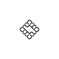 Interwoven Geometric Black Icon on White Background