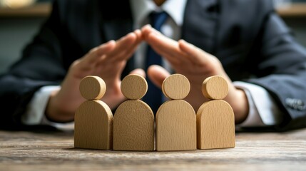 A businessperson presenting customer assurance policies to a group.