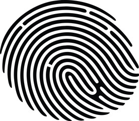 Unique Fingerprint Silhouette with Rounded Lines on a Transparent Background