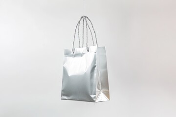 Silver shopping bag, hanging