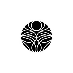 Abstract Human Form in Circular Design, Minimalist Black & White Logo Concept