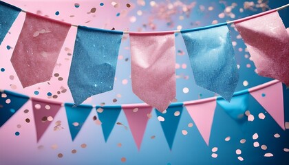 Obraz premium pink and blue flags with confetti