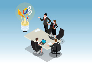 Business Idea Generation and Brainstorming - 3D Isometric Illustration