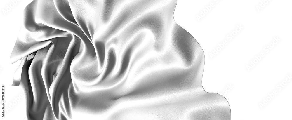 Leinwandbilder a close-up shot of a white fabric with soft folds and wrinkles, creating a smooth and elegant textur