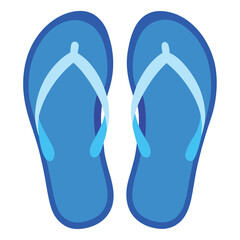 Isolated Pair of Blue Flip Flops with Light Blue Straps on Transparent BG