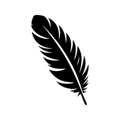 Fototapeta premium Intricate Black Feather Silhouette Icon in Detailed Style