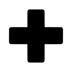 Obraz premium Simple Black Health Cross Icon in Minimalist Silhouette Style
