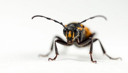 Close-up of single insect on pure white background, spider, dark