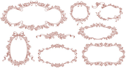 Obraz premium Elegant rose floral frames and borders, perfect for design projects.