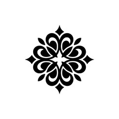 Elegant Black Floral Mandala on Cream Background
