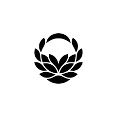 Abstract Black Floral Emblem on Gray: Minimalist Design