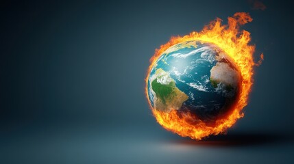 A fiery globe representing Earth, emphasizing the urgent issue of climate change and environmental crisis.
