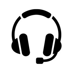 Black Silhouette of a Headset with Microphone