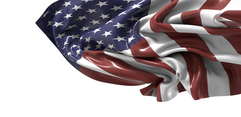 Torn American Flag Isolated on White