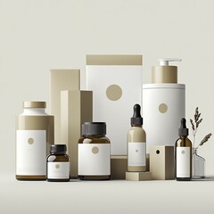 A set of white and amber skincare products