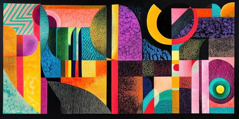 Futuristic abstract art featuring glowing, neon-like geometric patterns