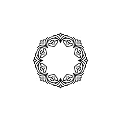 Intricate Black Line Art Circular Ornament on White Background