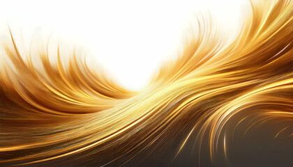 Abstract brush golden light trails curve background on digital art concept on white backgroud.