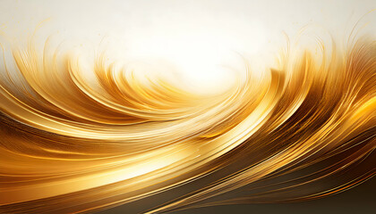 Abstract brush golden light trails curve background on digital art concept on white backgroud.