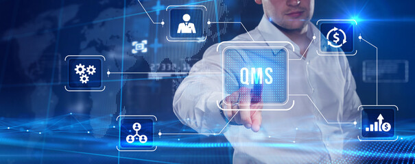 Quality management system business and industrial technology concept. QMS.