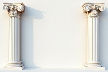 Obraz premium Elegant Roman column detail on white backdrop, classic, culture, detail