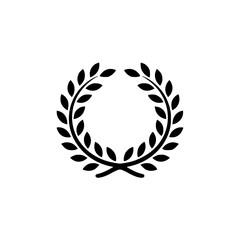 Black Laurel Wreath Icon on White Background - Award, Achievement, Symbol