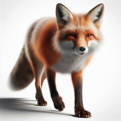 Obraz premium Red Fox Portrait Detailed Fur Texture and Soft Lighting Against White Background