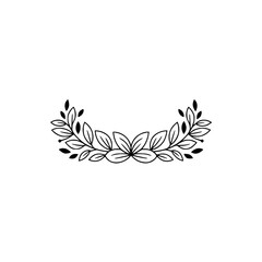 Obraz premium Minimalist Botanical Wreath Illustration, Black on White