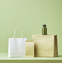 A high-definition image showcasing three types of paper bags