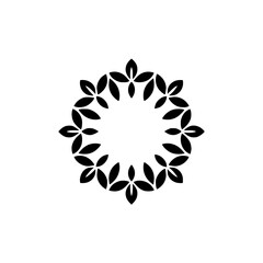Minimalist Circular Floral Design on White Background