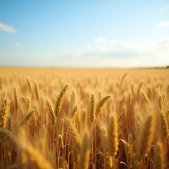 Naklejka premium A Serene Wheat Field at Sunset