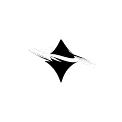 Fototapeta premium Minimalist Abstract Black Glossy Shape with Orbital Lines